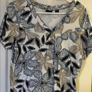 Blue and Tan Blouse